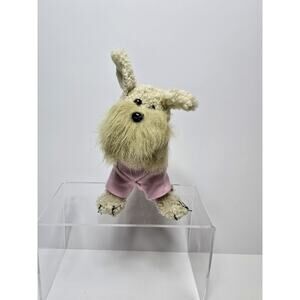 Tolly Tots tan terrier puppy dog plush wearing pink shirt small stuffed animal